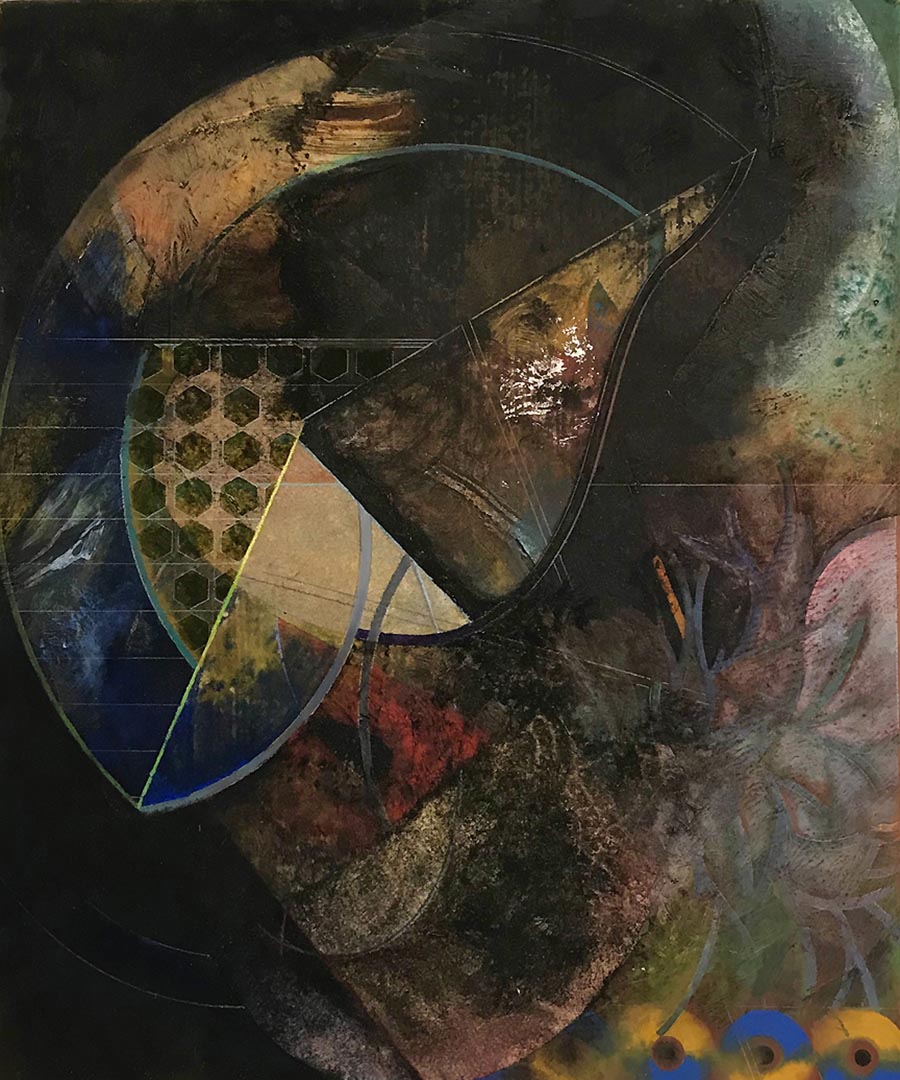Ellen Wiener, Orpheus Lyre, 12 x 10, oil on wood, 1992