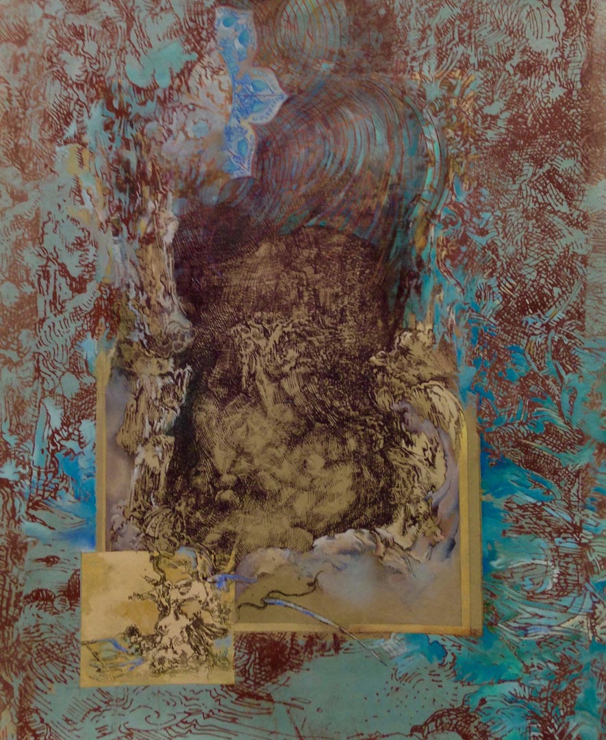 Ellen Wiener, Grotto, 20 x 16, unique print w hand color, 2016