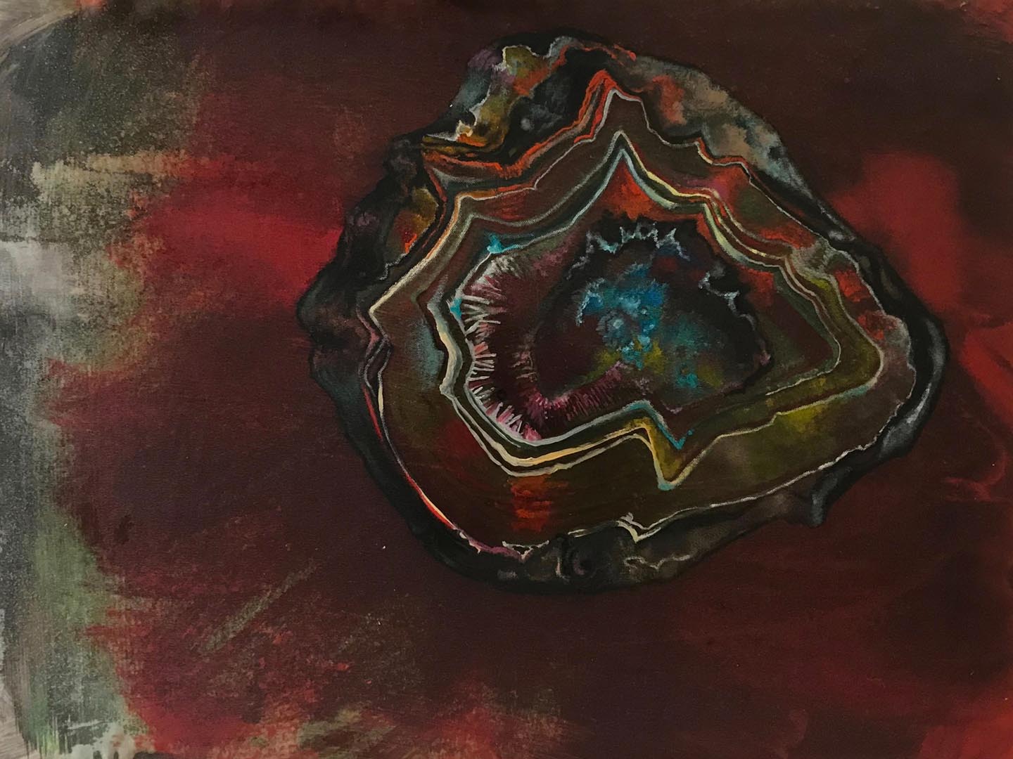Ellen Wiener, Mars Agate, 6 x 8”, encaustic on panel, 2018