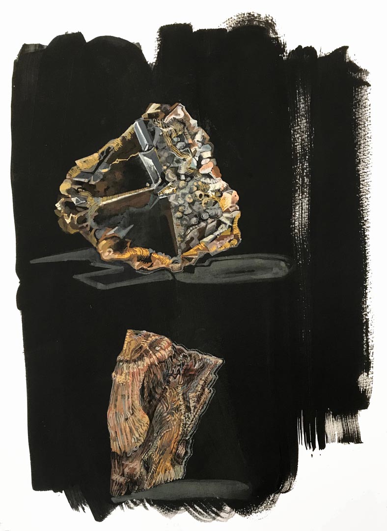 Ellen Wiener, Ores, 13 x 9.5”, gouache on paper, 2018