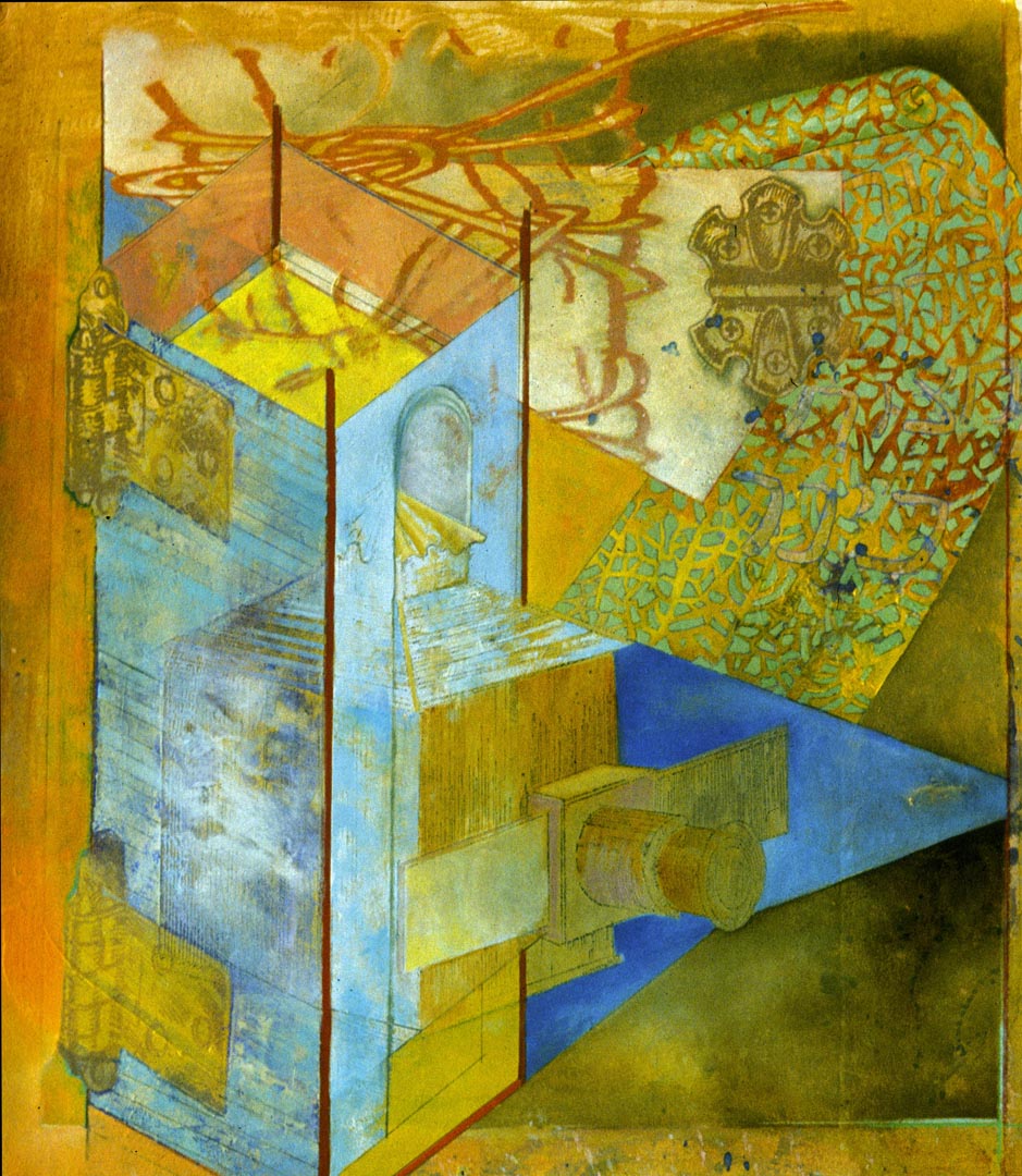 Ellen Wiener, Watching Tower, 12 x 10, unique print, oil & hand color. 2006
