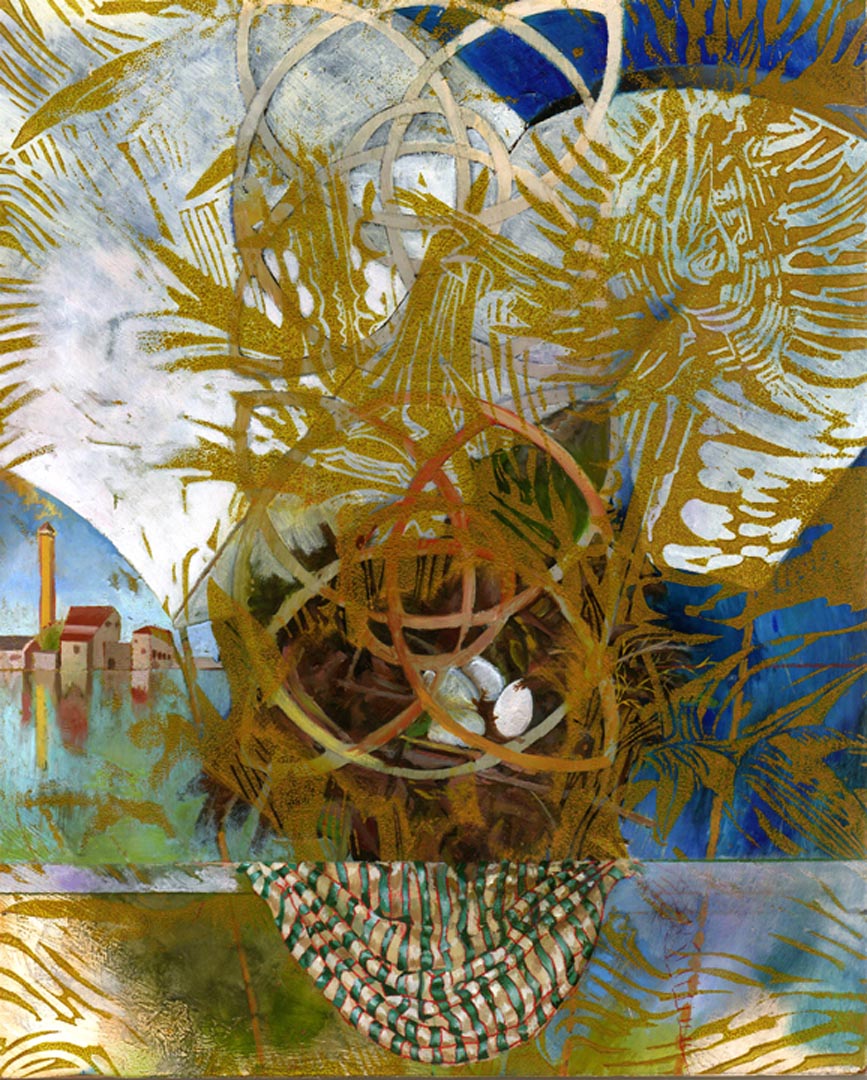 Ellen Wiener, Reflected City, 12 x 9”, oil on panel, 2007